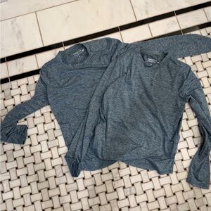 Fabletics Heather blue Long Sleeve Crewneck underscrub tops (Pair)